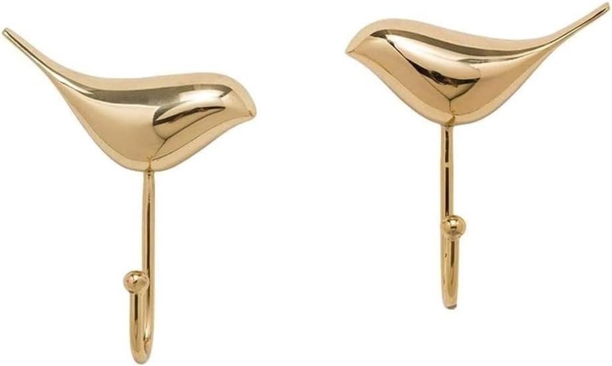 Wandkapstok Vogel - Decoratieve Muurhanger in Koper Design - Set van 2
