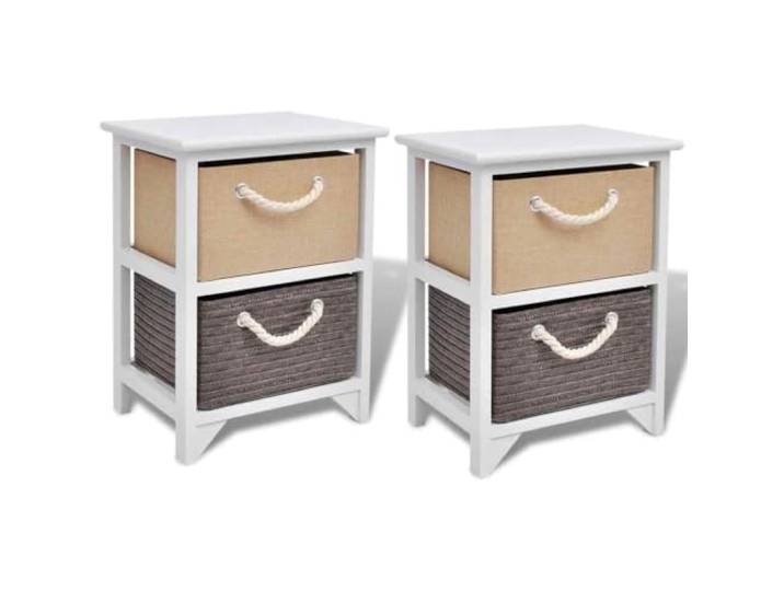 KDVXBCQJH Nachttisch 2er Set Beistelltisch Holz 2 Schubladen Rustikaler Landhausstil für Schlafzimmer und Wohnzimmer, Seilgriffe bieten leichten Zugriff auf kompakten Stauraum.
