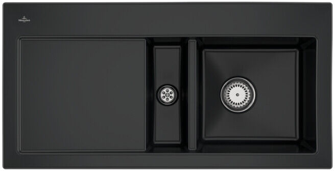 V&B; Évier Subway 60 D, avec garniture, mitigeur, noir pur ; Villeroy & Boch (671201R7)
