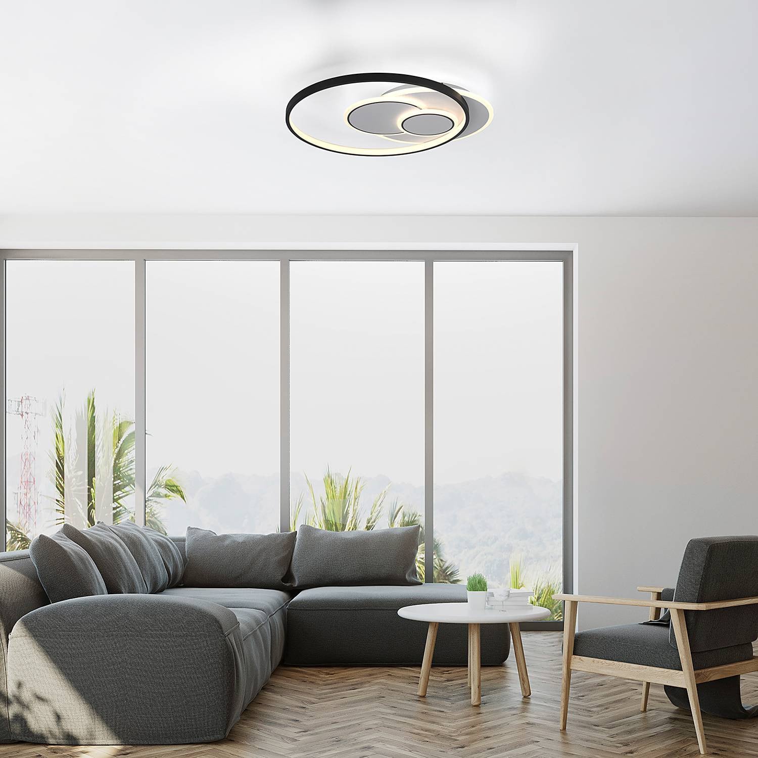 home24 LED-plafondlamp type C, wit, Ø 55 cm