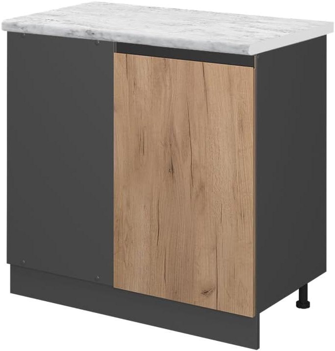 Greeploze Keuken Onderkast en Hoekkast in Eiken Goudkraft met Houtlook - Breedte: 86 cm