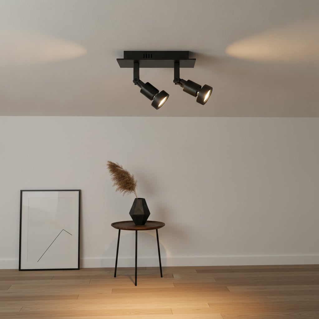 Artdelight Tech 2-lichts opbouwspot zwart aluminium
