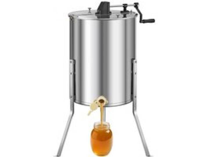 VEVOR Honigschleuder, 4/8 Rahmen, manuelle Tangentialschleuder mit transparentem Deckel, Honigextractor aus Edelstahl mit höhenverstellbarem Ständer, Wabenextraktionsgerät für Bienenzucht