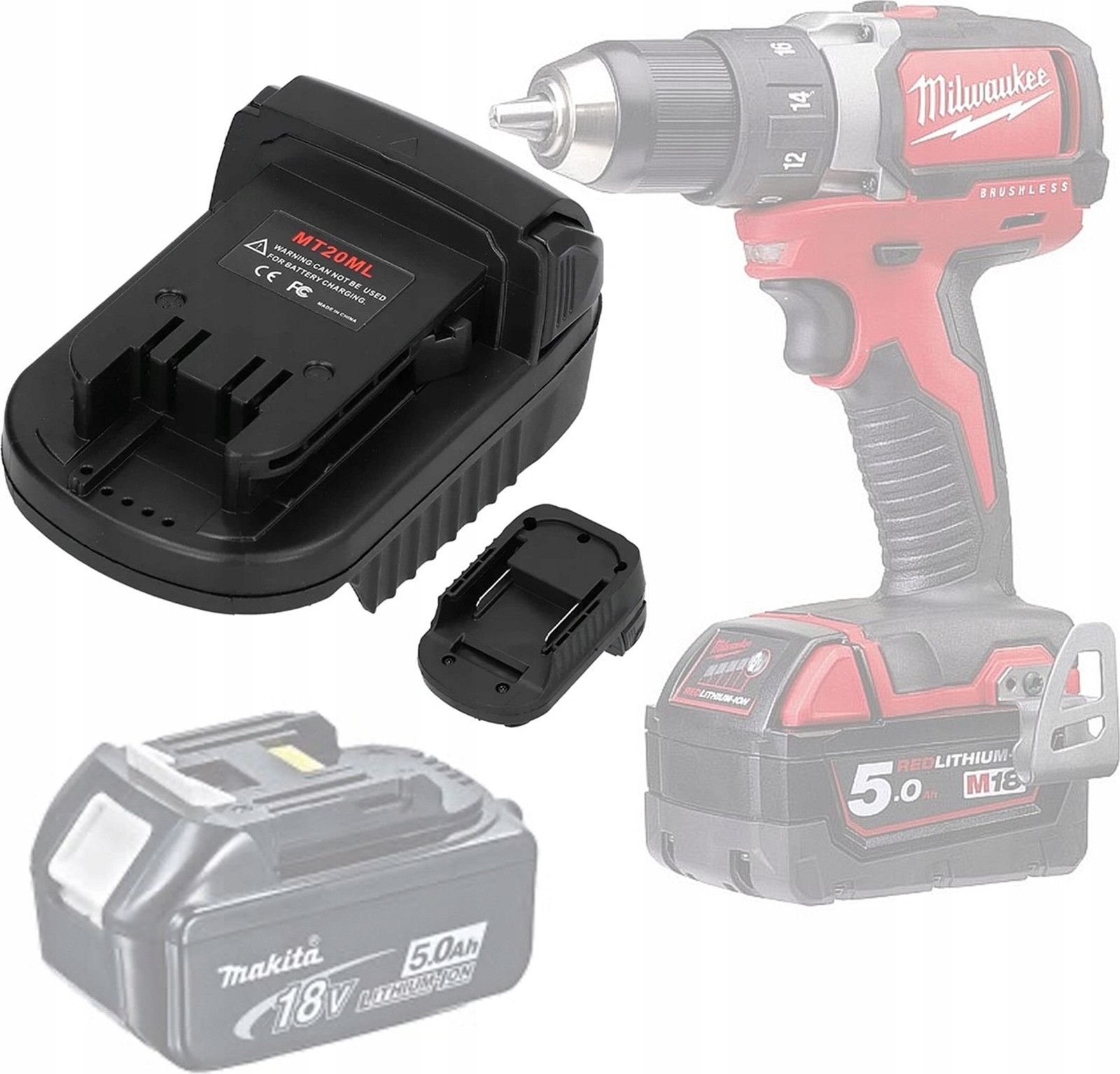ROSFIX Accu-adapter Makita 18V naar Milwaukee 18V converter MT20ML