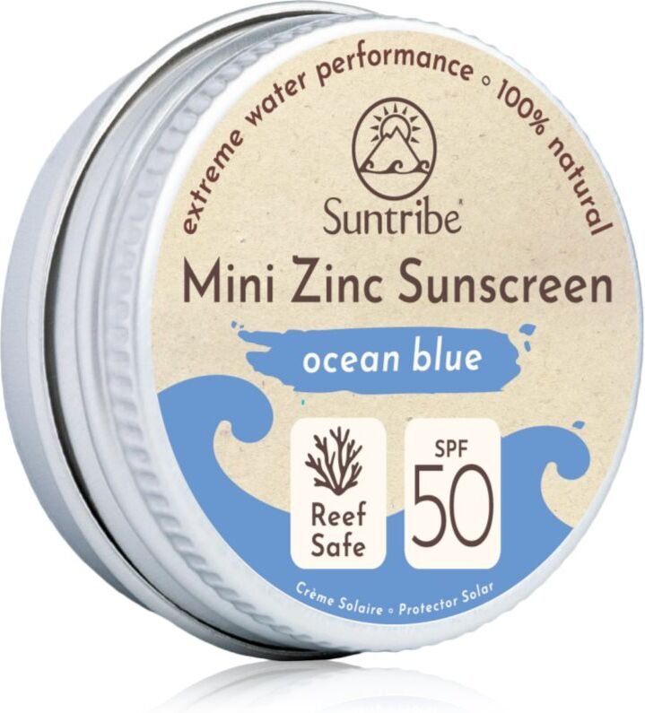 Suntribe Mini Zinc Sunscreen crème protectrice minérale visage et corps SPF 50 Ocean Blue 15 g