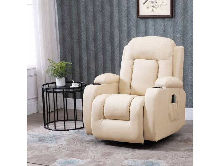 HOMCOM Fauteuil Massage Chauffant Pivotant Télécommande