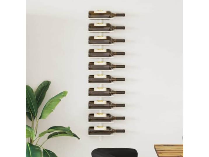Weinregal für 10 Flaschen, Flaschenhalter, Metall, weiß, Eisen Modernes Design, glatte Oberfläche, rostbeständig, einfache Wandbefestigung, für Küche und Bar