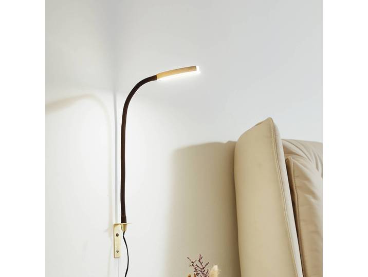 LED-wandlamp Flexola, dimbaar, zwart, Slaapkamer, metaal, LED wandlamp