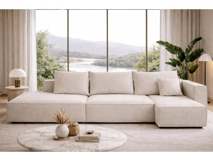 JVmoebel Ecksofa Eckcouch Beige mit Kissen für Ihr Wohnzimmer - Hochwertig, 1 Teile