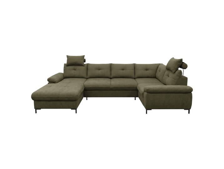 Mid.you Wohnlandschaft Solei U, Grün, Kunststoff, 4-Sitzer, Ottomane links, U-Form, 334x188 cm, Liegefunktion, Wohnzimmer, Sofas & Couches, Wohnlandschaften, Wohnlandschaft U-Form