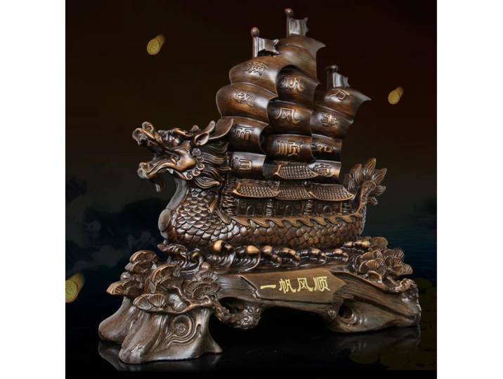 Style chinois rétro chanceux lisse voile résine voilier Statue argent Ferry étude salon ornements artisanat cadeaux de noël