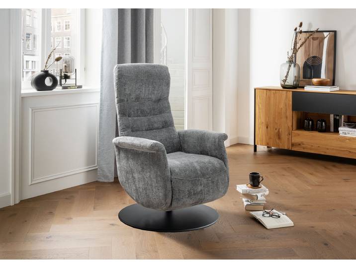 home24 Relaxfauteuil grijs Bouclé Stof Lejana 72 x 118 x 85cm