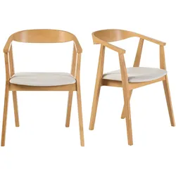 Skandinavische Stühle aus hellem Holz und Stoff mit strukturiertem Samteffekt beige (2er-Set) BAHIA