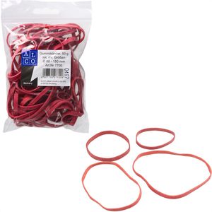 Alco Gummibänder 7700, Größe sortiert, rot, 50g
