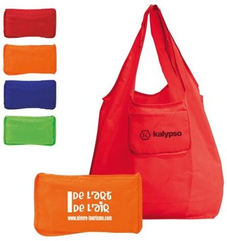 Porte-clés publicitaire sac shopping polyester bleu