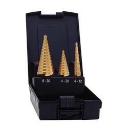 Exact 05350 HSS Stufenbohrer-Set 3teilig TiN 3-Flächenschaft 1 Set