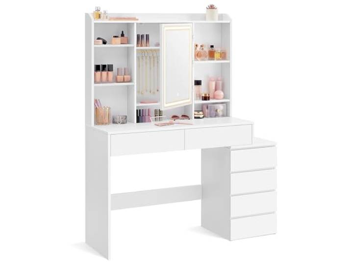 VASAGLE Schminktisch mit LED-Beleuchtung, 40 x 117,5 x 145 cm