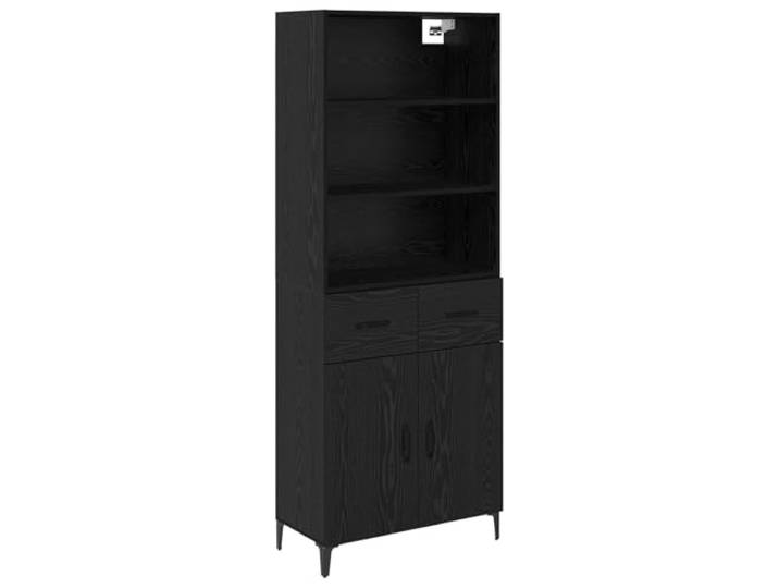 Fisinber Highboard 2-teilig Schwarz Eichen-Optik 69,5x34x180 cm Zweitüriger Schrank mit 2 Schubladen und verstellbaren Böden. Verleiht Wohnzimmer oder Esszimmer Stil und Ordnung.