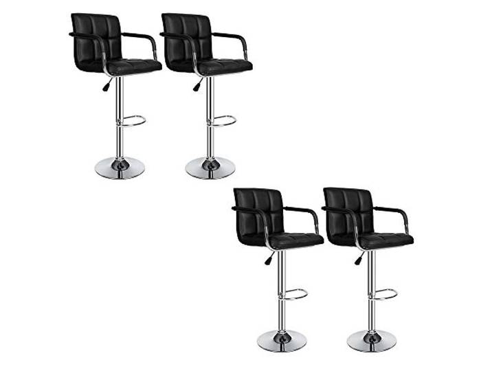 Wefun Barhocker Set mit Armlehnen Höhenverstellbar (87-107 cm) Drehbar Für Tresen-Stuhl Home Küche Frühstück (Schwarz 4er)