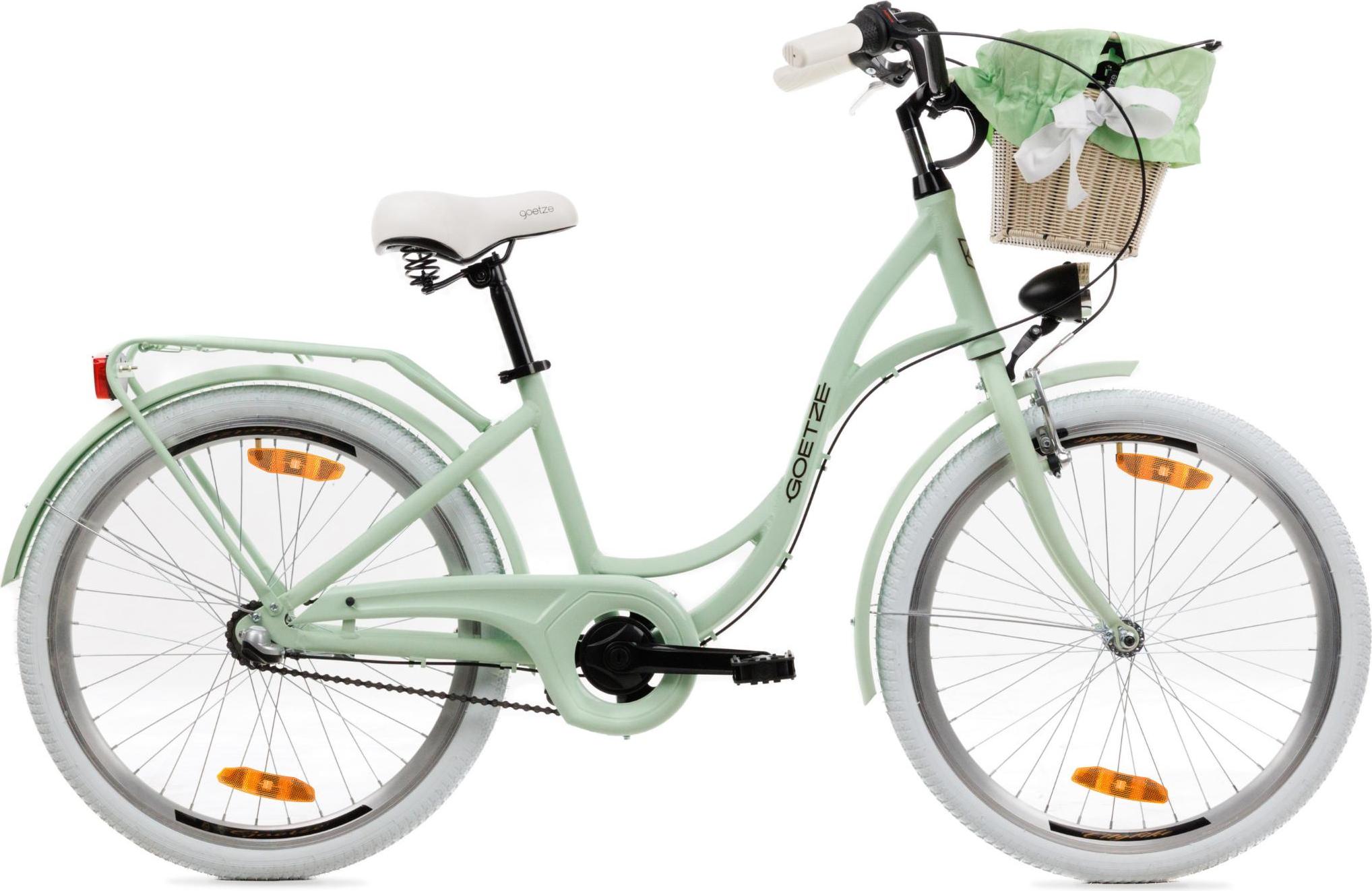 Goetze Style 24 Zoll Kinder Citybike, 14 Zoll Aluminium Tiefeinsteigerrahmen, 3-Gang Shimano Nexus, Rücktritt, V-Bremse, LED, Rattankorb