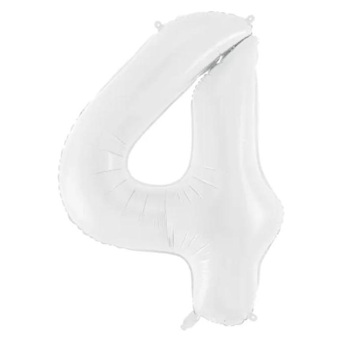 Partydeco Ballon alu Chiffre "4" Blanc (1x) (FB130-4-008)