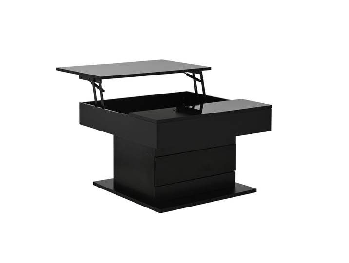 Table basse relevable en panneau de particules noire