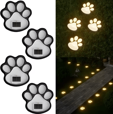 Uplift Curations Solar 4 Pack Dog Paw Outdoor LED Lawn Lights Waterproof Garden Landscape Decor warm White