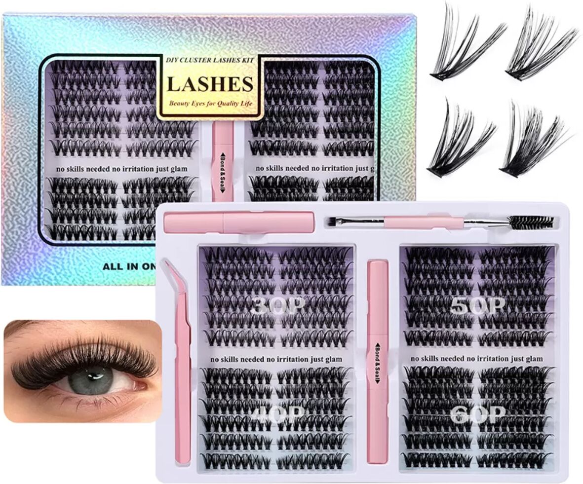 INF Elegantes Wimpernverlängerungs-Set (6-teiliges Doppelkartenset) für DIY Wimpernverlängerung