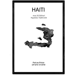 POSTER Länder & Kontinente Haiti A3 Schwarzer Rahmen