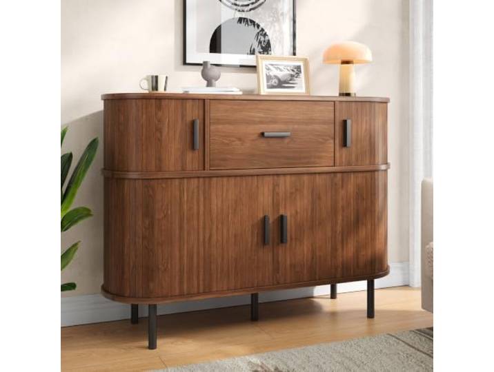 BXEYXE Zweistufiges Sideboard mit Schiebetüren, Kommode mit Schublade, Aufbewahrungsschrank, Wohnzimmer Sideboard