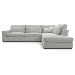 ECKSOFA Parma ohne Schlaffunktion, Cord-Stoff, Graubeige, Rechts