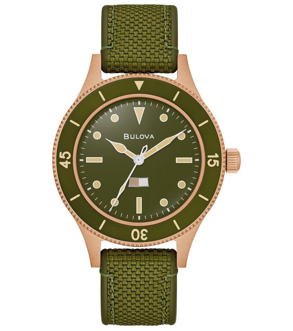 Bulova Archive Series Mil Ships 150th Anniversary Edition Heren Horloge Groen 98A324