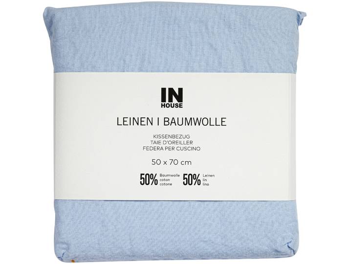 Inhouse Kissen Leinen Fifty-Fifty hellblau 50x70