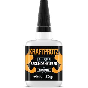 Kraftprotz Sekundenkleber Metall, KPFM50, flüssig, extra stark, wasserfest, 50g