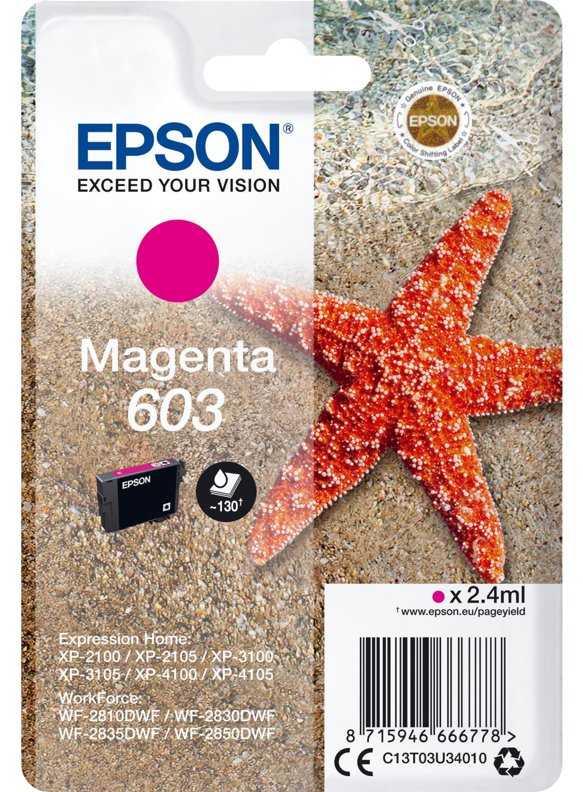 Epson 603 Magenta Inktcartridge - Starfish (C13T03U34010)