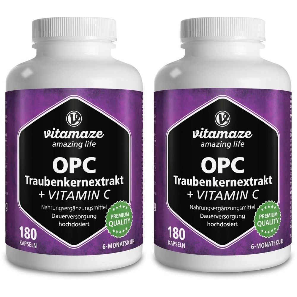 OPC Traubenkernextrakt hochdosiert+Vitamin C Kaps. 2x 2x180 St Kapseln