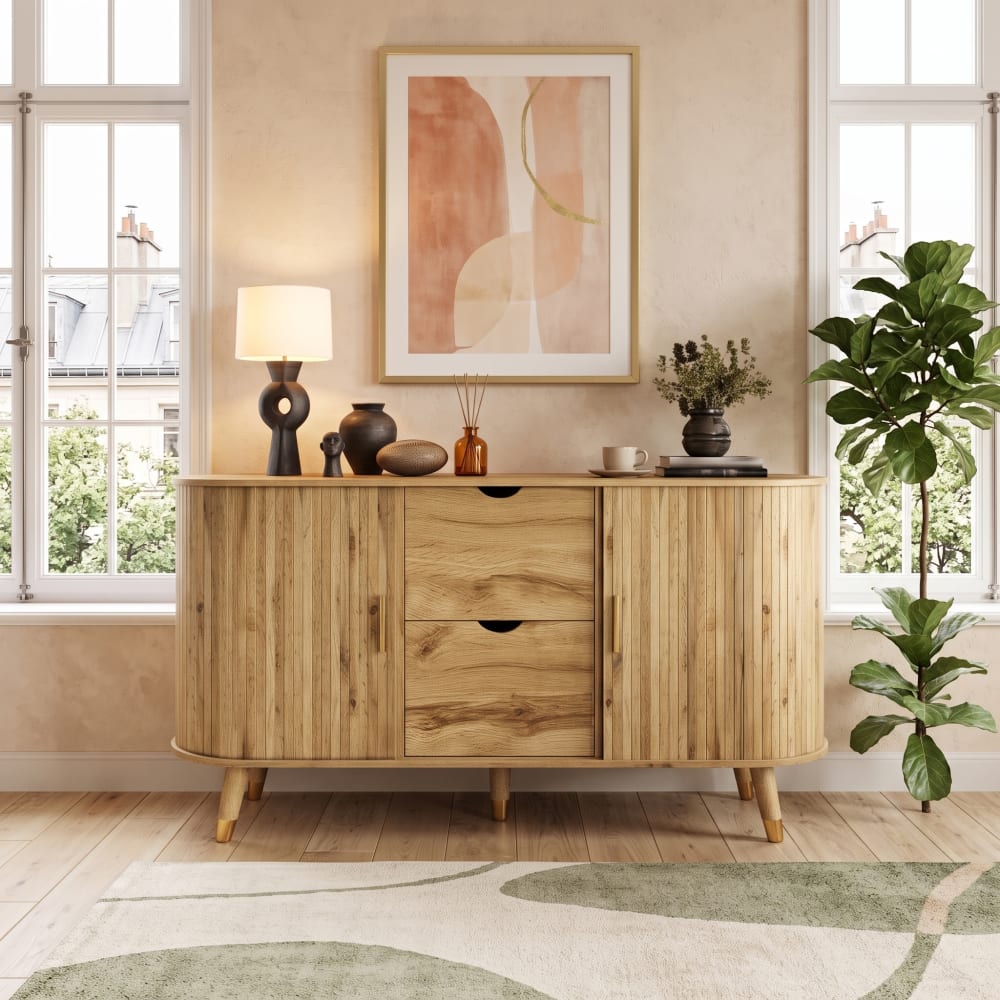 Urban Meuble Aparador efecto madera, almacenamiento moderno puertas texturizadas