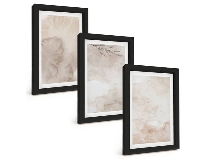 BILDER SET 3er Set - 20x30 cm Schwarzer Rahmen - Verschüttete Boho-Aquarellfarben