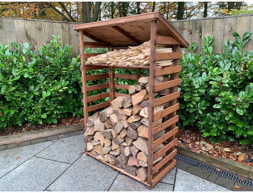 Alpen Home Ohanlon 106cm W x 66cm D Solid Wood Log Store Brown 167cm H X 106cm W X 66cm D