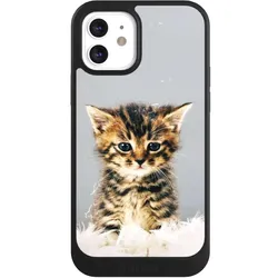 Nivocase Hülle für Apple iPhone 12 Handyhülle NIVOcore Case Schwarz Feder Haustier Katze (Apple iPhone 12), Smartphone Hülle, Schwarz