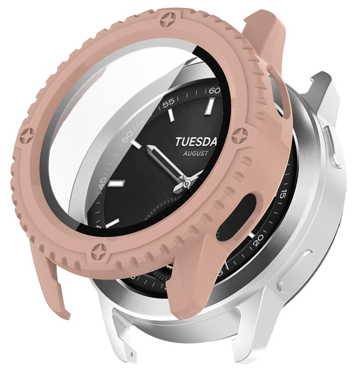 Wigento Smartwatch Hoesje en Beschermglas voor Xiaomi Watch S3, Roze