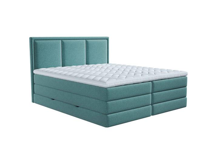 Boxspringbett, Türkis, 180x200 cm, Textil, 7-Zonen Matratze & Topper, MID.YOU