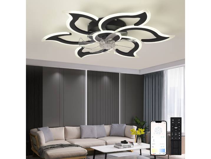 Ventilateur de plafond avec lumière et télécommande, ventilateur de plafond encastré moderne, luminaire de plafond, petit ventilateur de plafond pour chambre et cuisine
