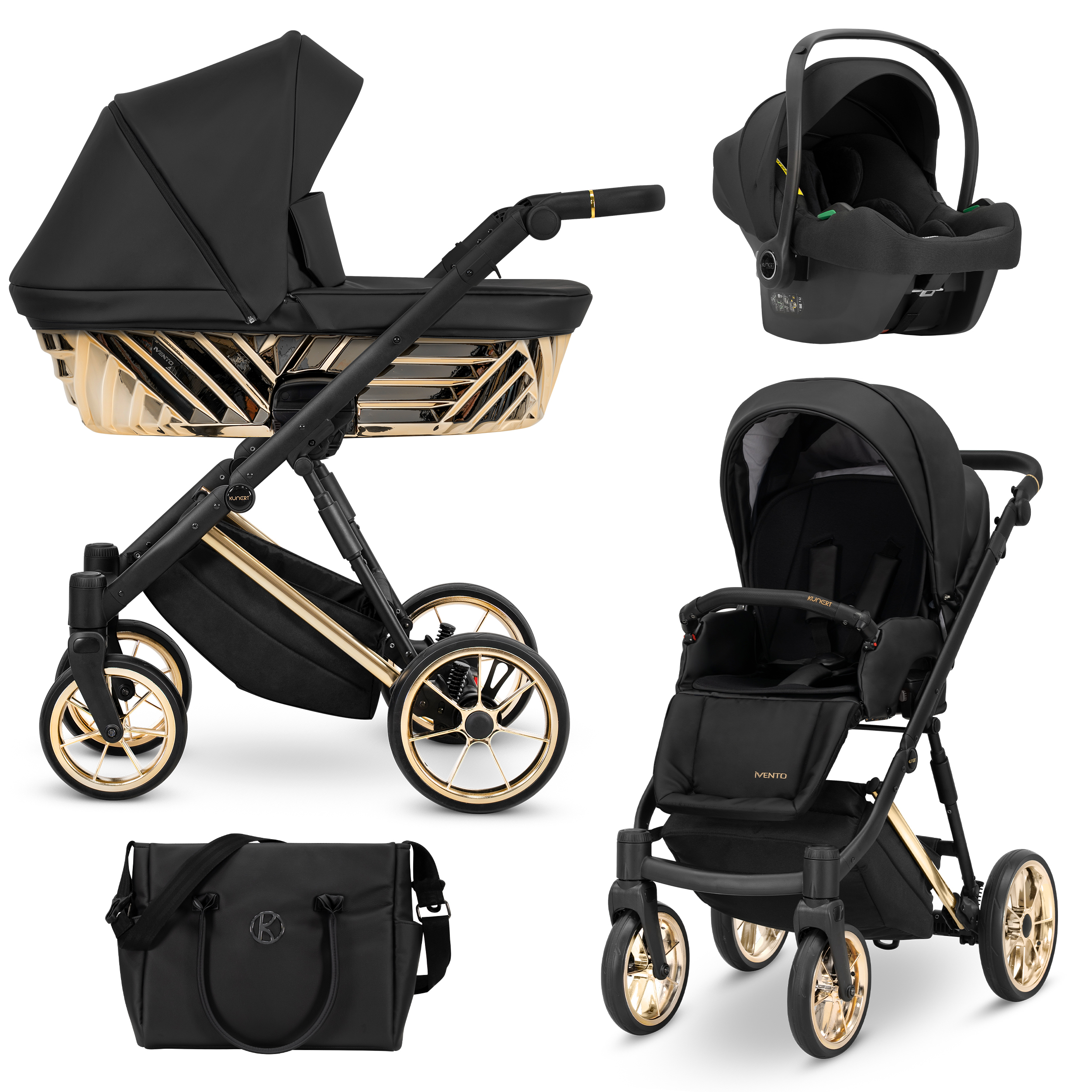 Kinderwagen Kunert Ivento Glam Premium 3in1 - Farbe: Black Pearl