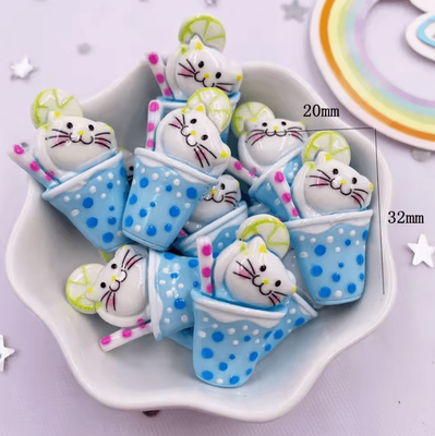Inspire Curations Kawaii Cartoon Cat Resin Charms Colorful Flatback DIY Craft Decor Set (10PCS) l