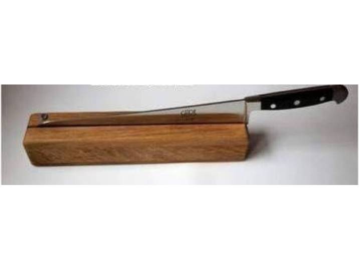 Güde Brotmesser Messer 32 cm, Serie Alpha mit Messerhalter/Messerblock aus Eiche