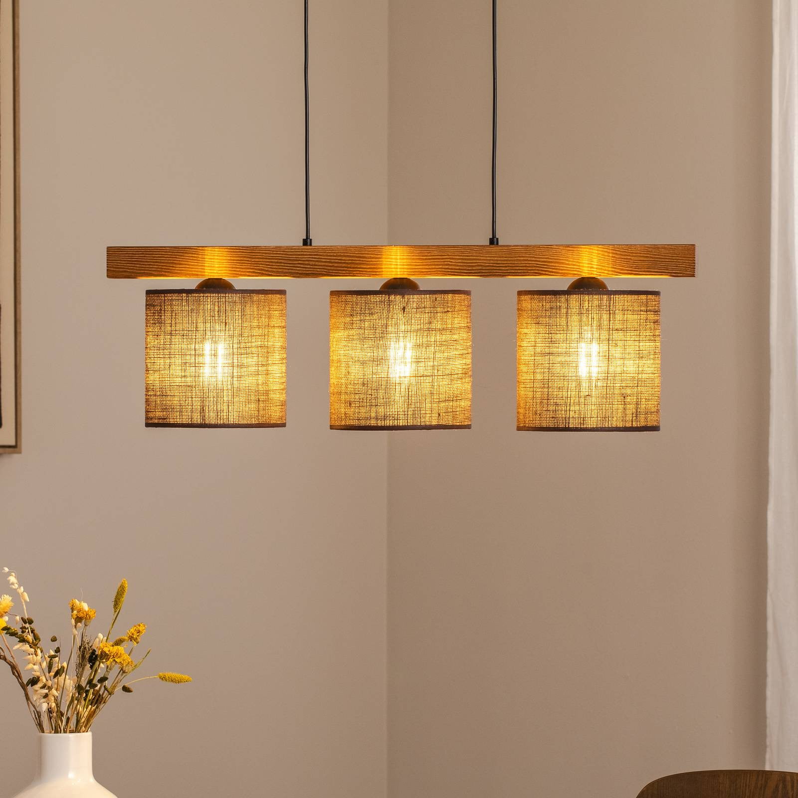 Duolla Hanglamp Bruin Hout Dimbaar voor Woon- of Eetkamer