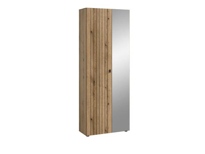 Station Armoire De Rangement 1 Porte\, 1 Porte Miroir Chêne Décor.