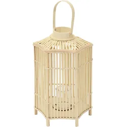 BAMBUS LATERNE H: 60 cm Holzfarbe Boho Stil