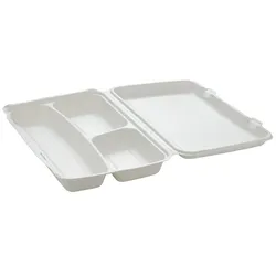 MONOUSO - Menu-Box Zuckerrohr 3-Geteilt 38x48,3x6,15cm (50 Stück)